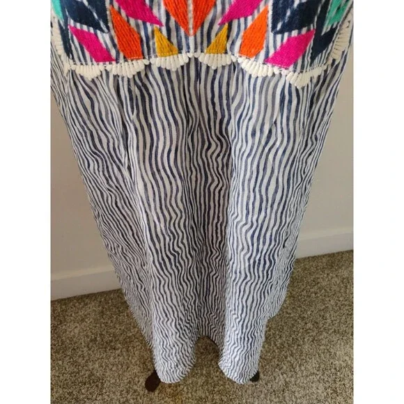 THML Women’s Dress Anthro Boho Embroidered Rayon Blend Sleeveless Sz M Rainbow - Picture 3 of 8